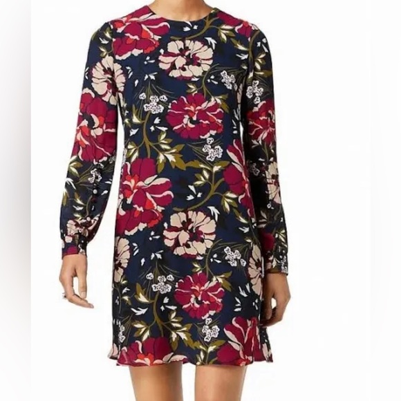 TOMMY HILFIGER Women’s Floral Print Chiffon A-Line Dress - Picture 1 of 11